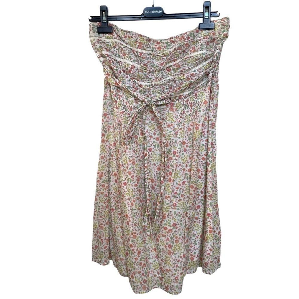 AEO Strapless Floral Print Mini Dress Tie Waist 14